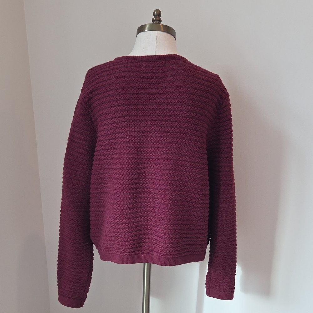 Women's Burgundy Cardigan Sweater - Picture 3 of 4